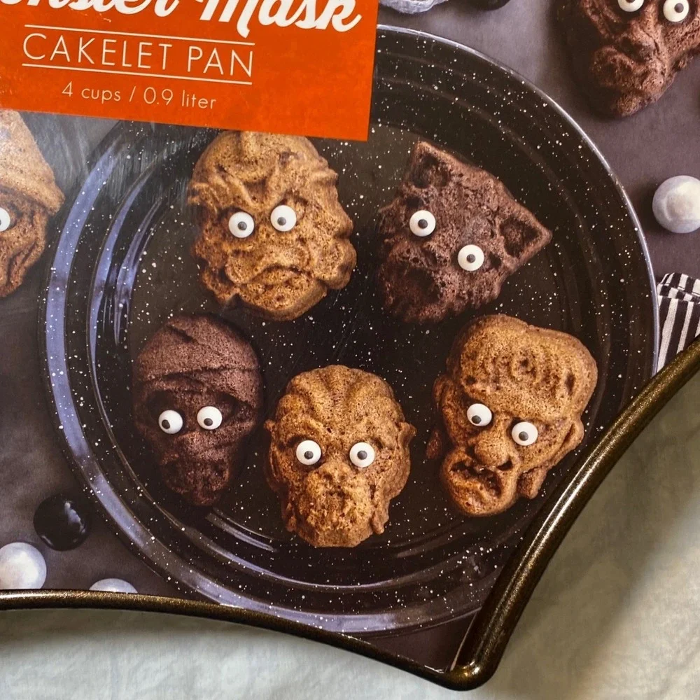 Nordic Ware Monster Mask Cakelet Pan Halloween 8-Cavity Nonstick USA #32196